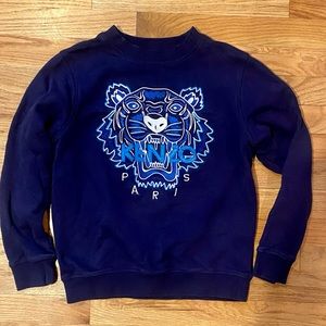KENZO Kids 12 Navy Blue Embroidered Tiger Crewneck Pullover Sweatshirt